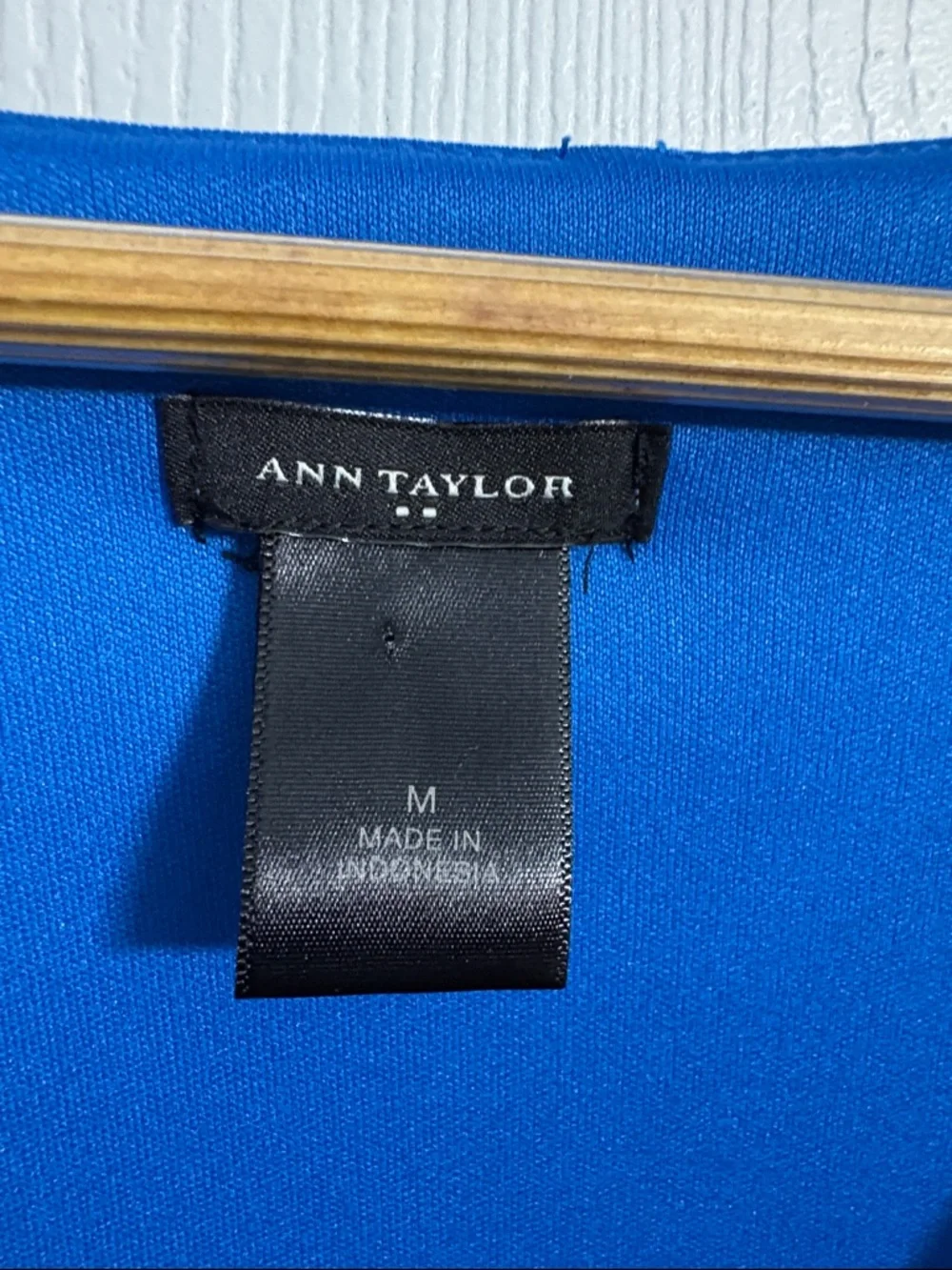 Ann Taylor Blue and Tan Abstract Faux-Wrap Midi Dress - Picture 2 of 8
